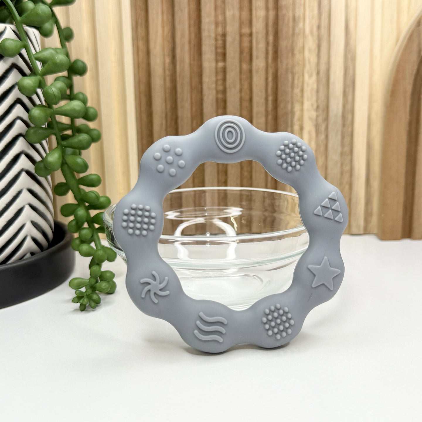 Gray Textured Teether Ring
